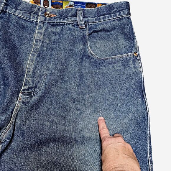 Platinum Fubu Jeans Fat Albert Streetwear Baggy Y2K HipHop Urban Junkyard Sz 40 - Picture 13 of 16